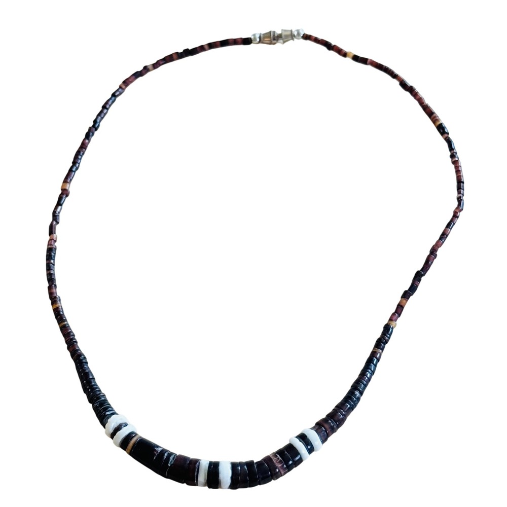 VTG Hawaiian Puka Shell Necklace Surfer 70s Beads Graduated Retro 17.5" Hawaii